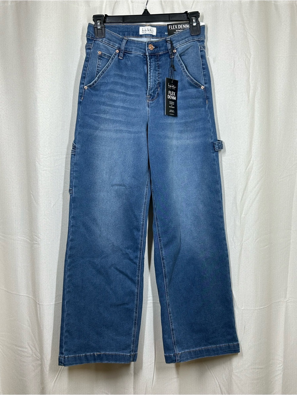 Nicole Miller New York Flex Denim Nomad Jeans Sz 4 New Wide Leg Carpenter